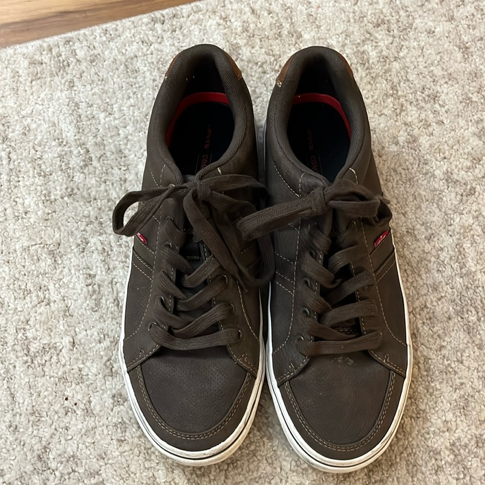 Levi Canvas Laced up Casual Sneakers Dark Green Color Size 9.5